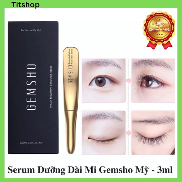 Serum dưỡng dài mi Gemsho Eyelash, serum dưỡng mày giúp mày dài và đen hơn chính hãng