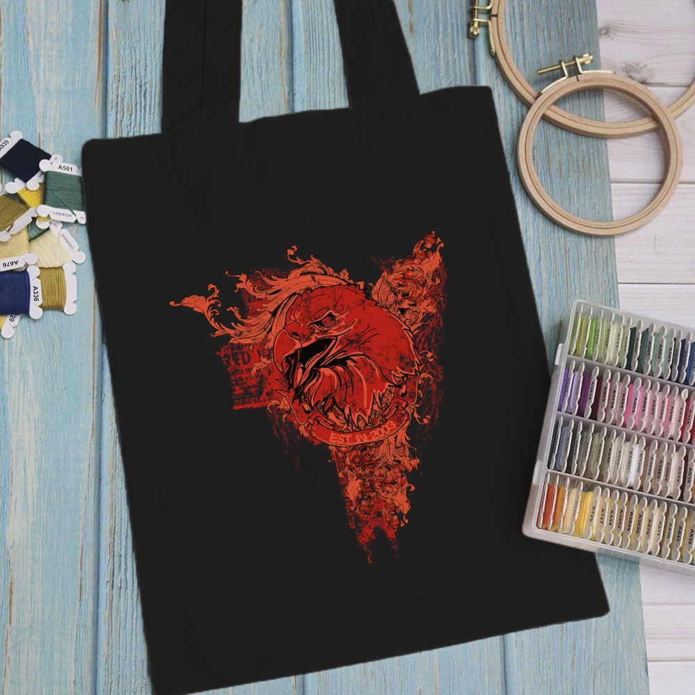 Túi vải, túi Tote (màu đen) ART WORK PRO - Mẫu 1 vải canvas dày đẹp cho nữ có khóa miệng đi học đi chơi.
