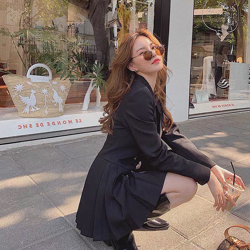 Đầm dự tiệc cổ vest tay dài KÈM quần sort đi tiệc cưới, đi bar,dạo phố, đi học, đi làm  xinh xắn, sang trọng VADA - V249 | BigBuy360 - bigbuy360.vn