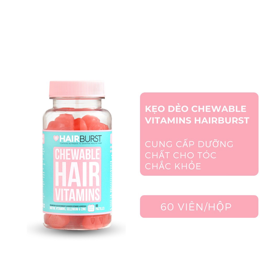 Kẹo Dẻo Kích Mọc Tóc, Làm Phồng Tóc HAIRBURST Chewable Hair Vitamins 60 Viên