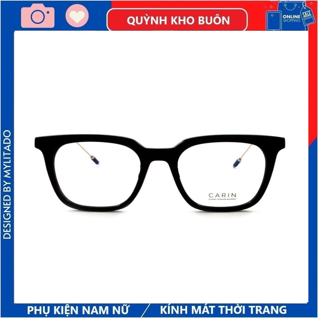 Gọng kính cận kim loại Hàng Hiệu CARIN , mắt gọng vuông màu sắc thời trang 9028