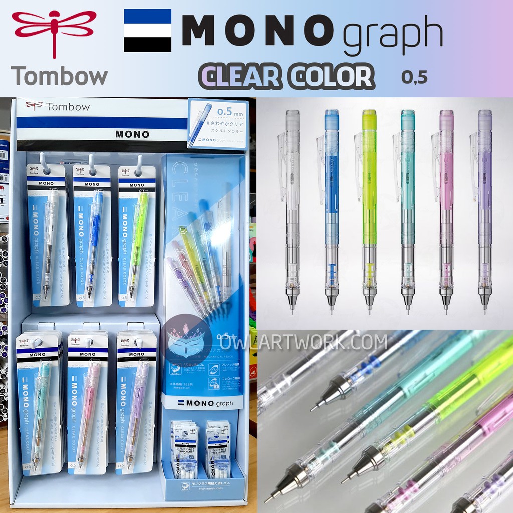 [CHÍNH HÃNG] Bút chì bấm cơ khí Clear Color TOMBOW Mono Graph 0.5mm