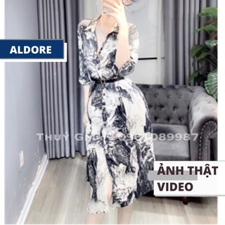 Váy Sơ Mi Dáng Dài Màu Loang Kèm Belt