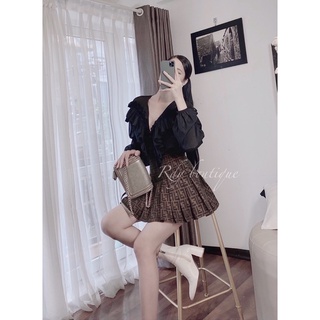 Set bodysuit bèo mix chân váy
