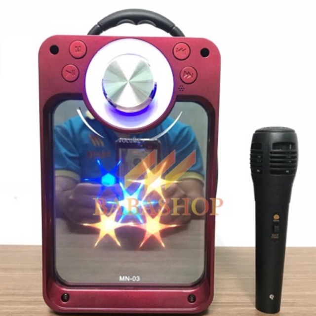 [Mã ELHACE giảm 4% đơn 300K] Loa bluetooth karaoke MN-03 mặt gương tặng mic có dây, remote