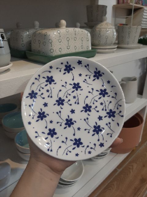 Dĩa gốm tròn họa tiết phong cách Bắc Âu hiện đại | Đĩa gốm tròn D15cm - Ceramic round dish