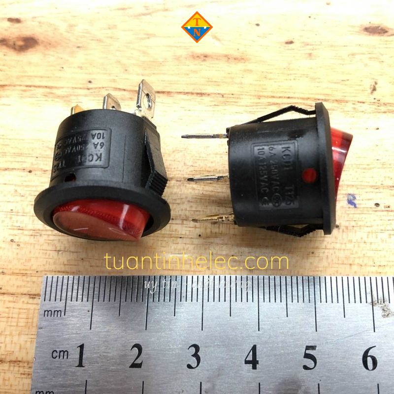 Công tắc bập bênh tròn có đèn báo 6A-250Vac