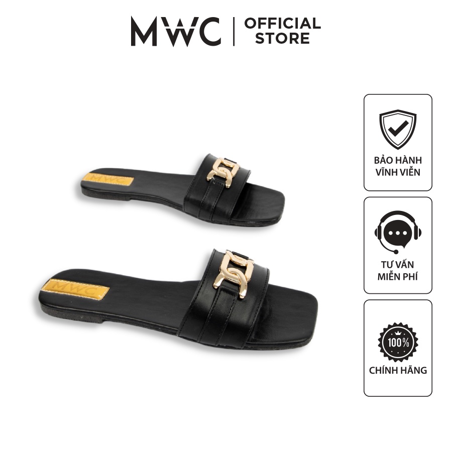 Dép MWC 3459 - Dép Nữ Đế Bệt Quai Ngang Khóa Siêu Xinh