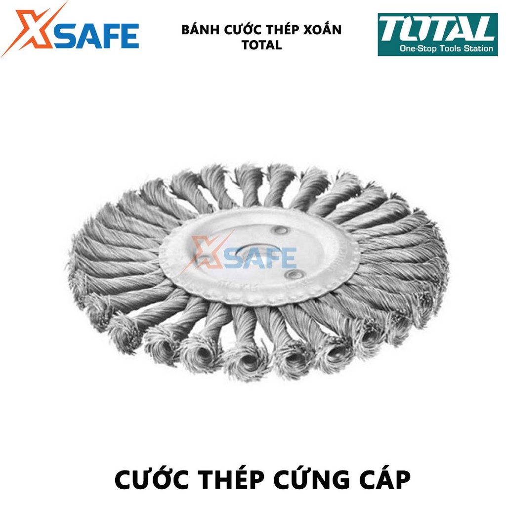 Bánh cước thép xoắn TOTAL Chén cước thép đĩa tròn đường kính 125-180mm, lỗ cốt 22.2mm - 25.4mm kèm theo vòng tròn sắt