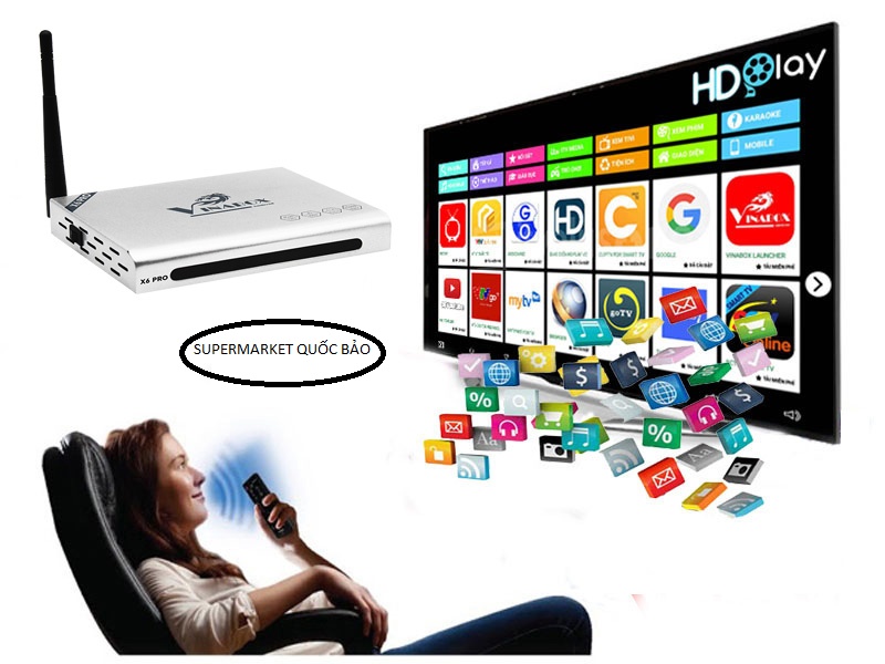 Android TV Smart Box Vinabox X6 PRO Ram 2G Model 2020 tặng Tài khoản Vip 3 năm , Điều khiển bằng giọng nói