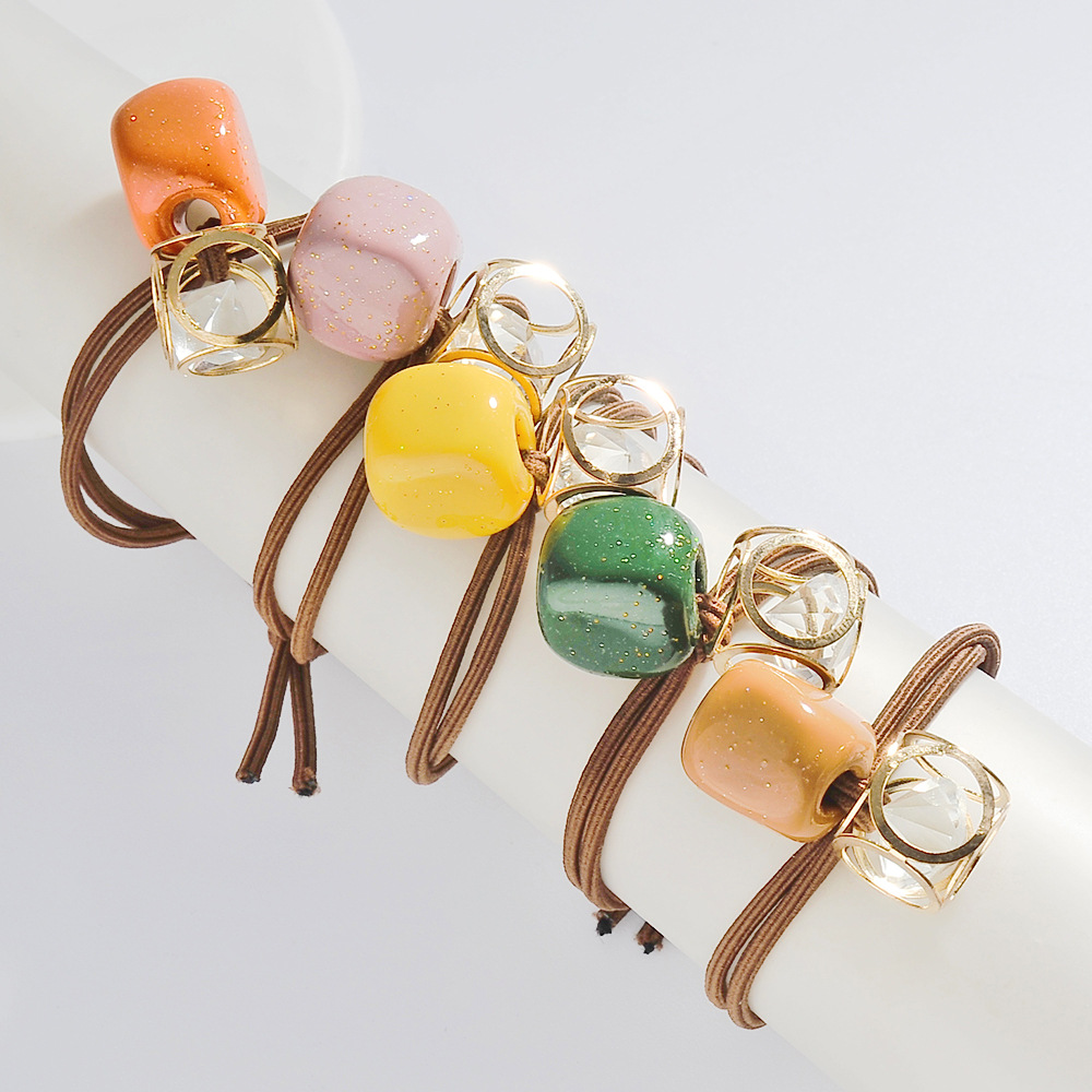 Dây buộc tóc đính đá phong cách xinh xắn đáng yêu dành cho nữ