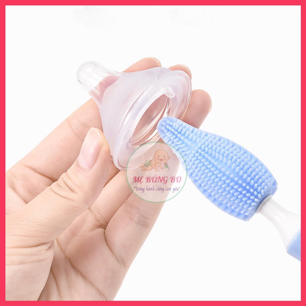Bộ dụng cụ cọ rửa bình sữa vệ sinh núm ti silicon cao cấp cho bé gồm 3 chi tiết xoay 360 độ phù hợp mọi loại bình