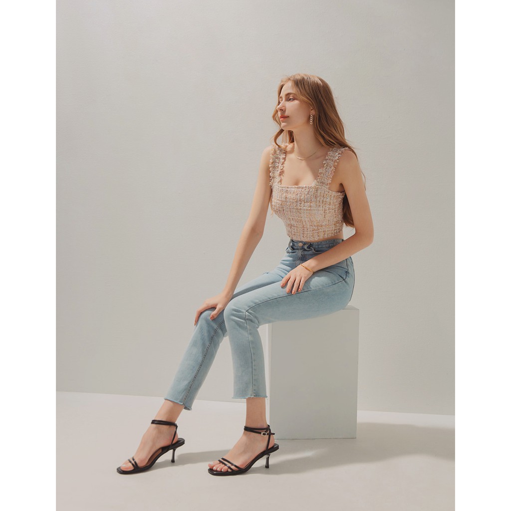 Áo croptop không tay vải tweed nữ Air Space 2120121022 | BigBuy360 - bigbuy360.vn