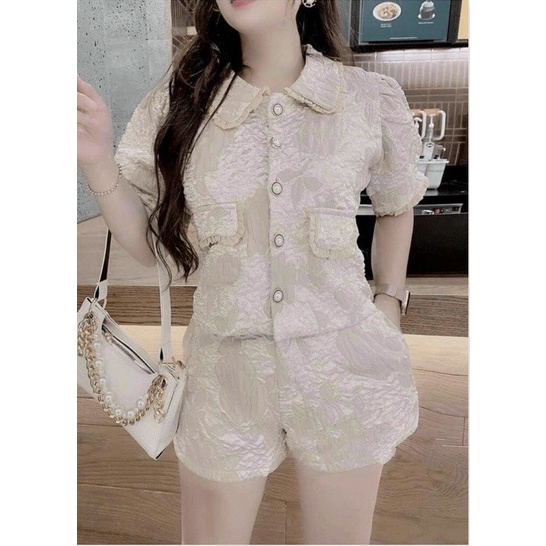 Bộ đồ gấm siêu cute ba màu trắng hồng và be