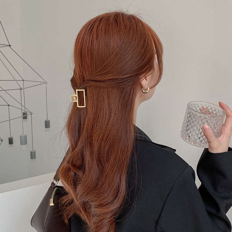 Kẹp Tóc Kim Loại Màu Vàng Đơn Giản Thời Trang Hàn Quốc Cho Nữ