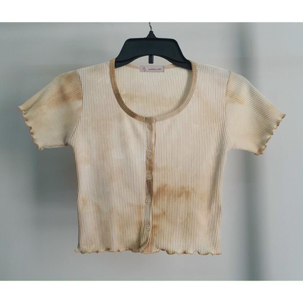 [Hàng VNXK]Áo Croptop Loang Viền Bèo - Phông Thun Loang Nhiều Màu Nữ Dáng Ôm Cuốn Viền Cổ Tim Ulzzang | BigBuy360 - bigbuy360.vn