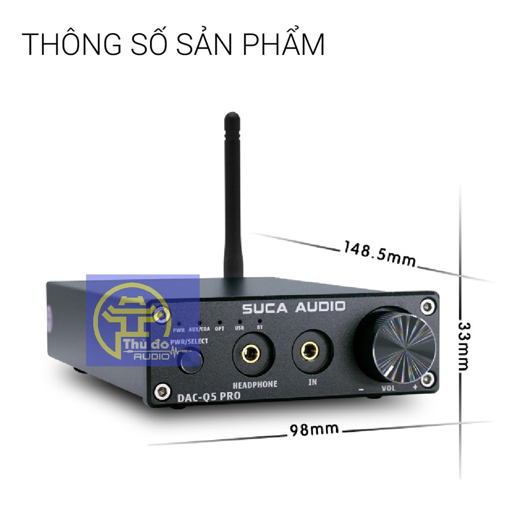 Bộ giải Mã âm Thanh DAC SUCA Q5 Pro V2 Bluetooth 5.0 aptX - DAC Q5 PRO (Tặng dây quang Urgreen cao cấp)