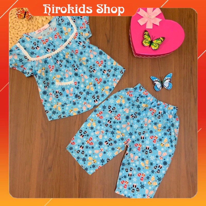 Bộ Pijama mặc nhà quần lửng tay ngắn mặc hè cho bé gái (12~32kg)