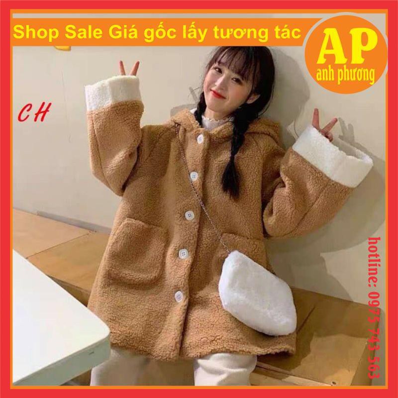 Áo gấu lông có đuôi kèm ảnh thật sp form thụng giá rẻ nhất áo khoác nữ áo lót lông | BigBuy360 - bigbuy360.vn