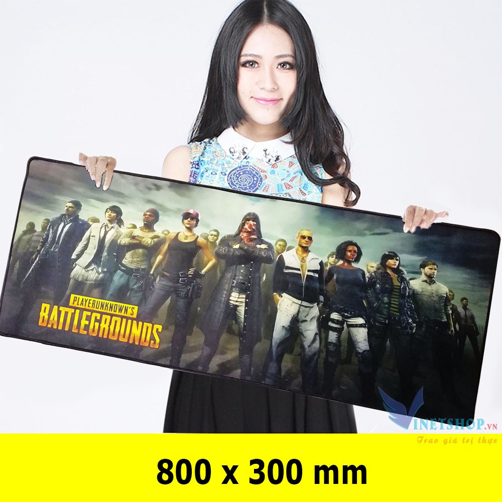 Lót chuột vi tính bản lớn in hình PUBG Kích thước 30×80×0,2cm