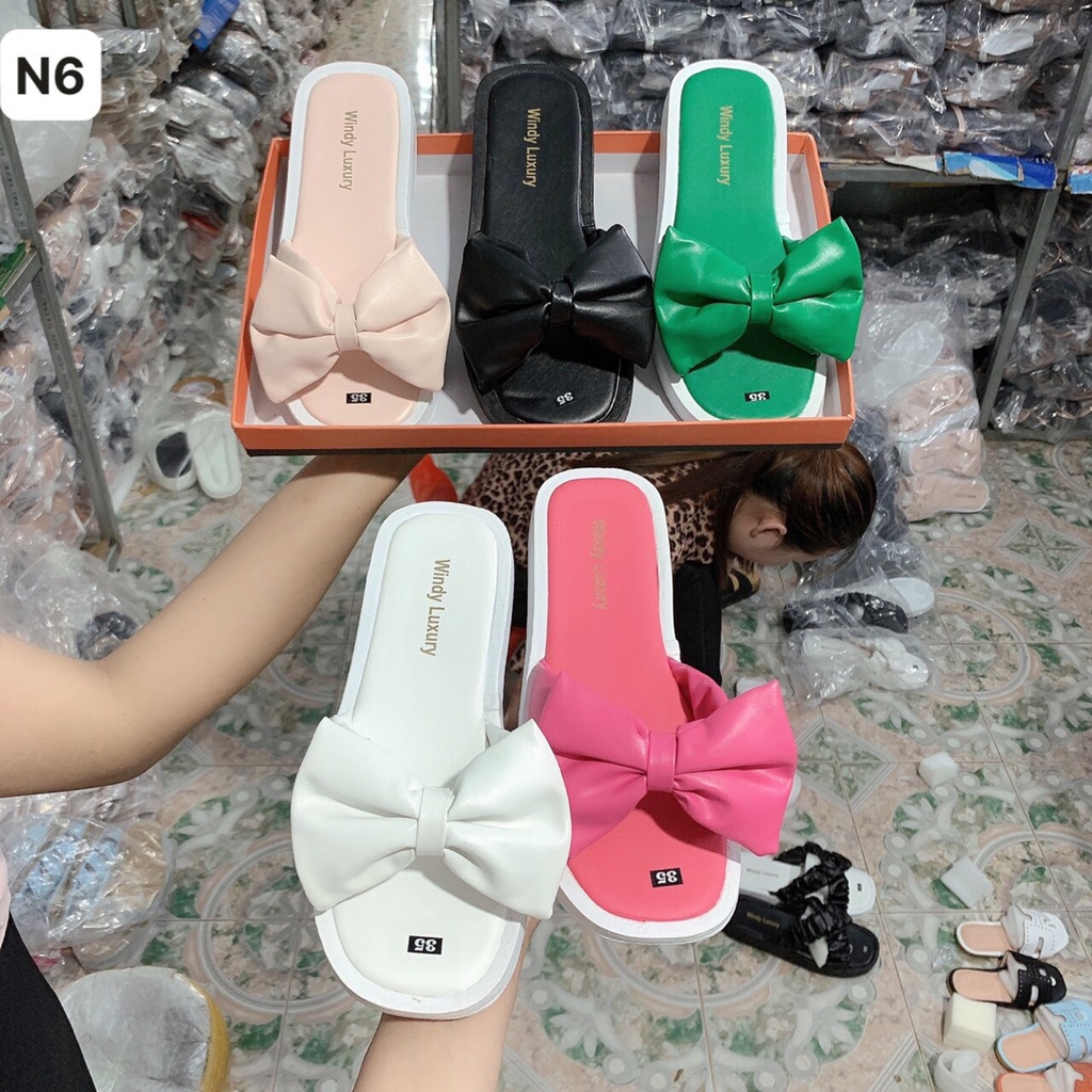 dép nữ phối nơ siêu nhẹ cute cho phái nữ