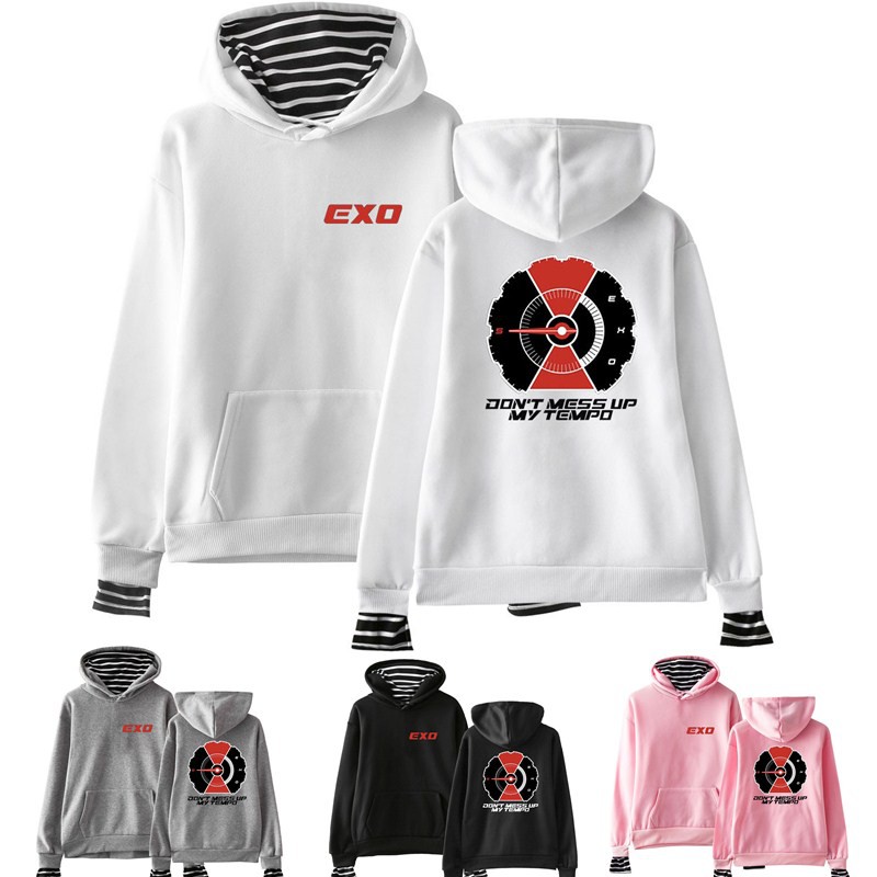 Áo khoác hoodie dài tay in chữ EXO