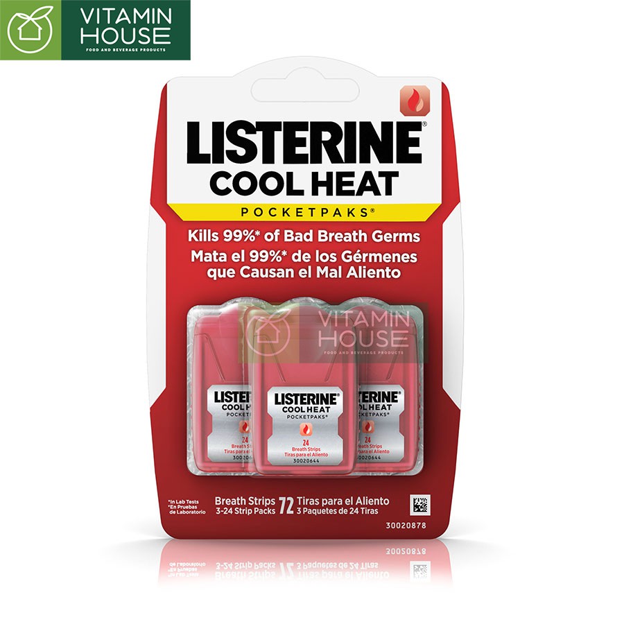 [VITAMIN HOUSE] Miếng Ngậm Thơm Miệng Listerine Cool Heat (đỏ)