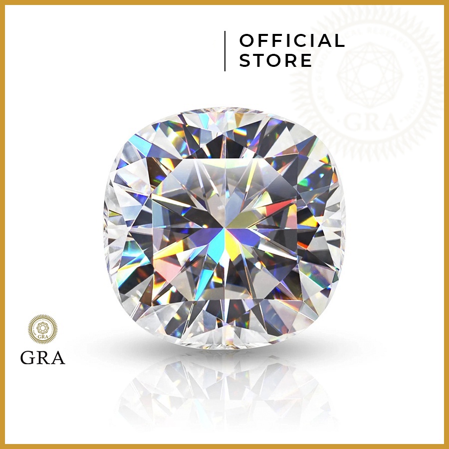 (Size 5-7ly) Kim cương nhân tạo Mỹ Moissanite, giác cắt Cushion, nước D, độ sạch FL