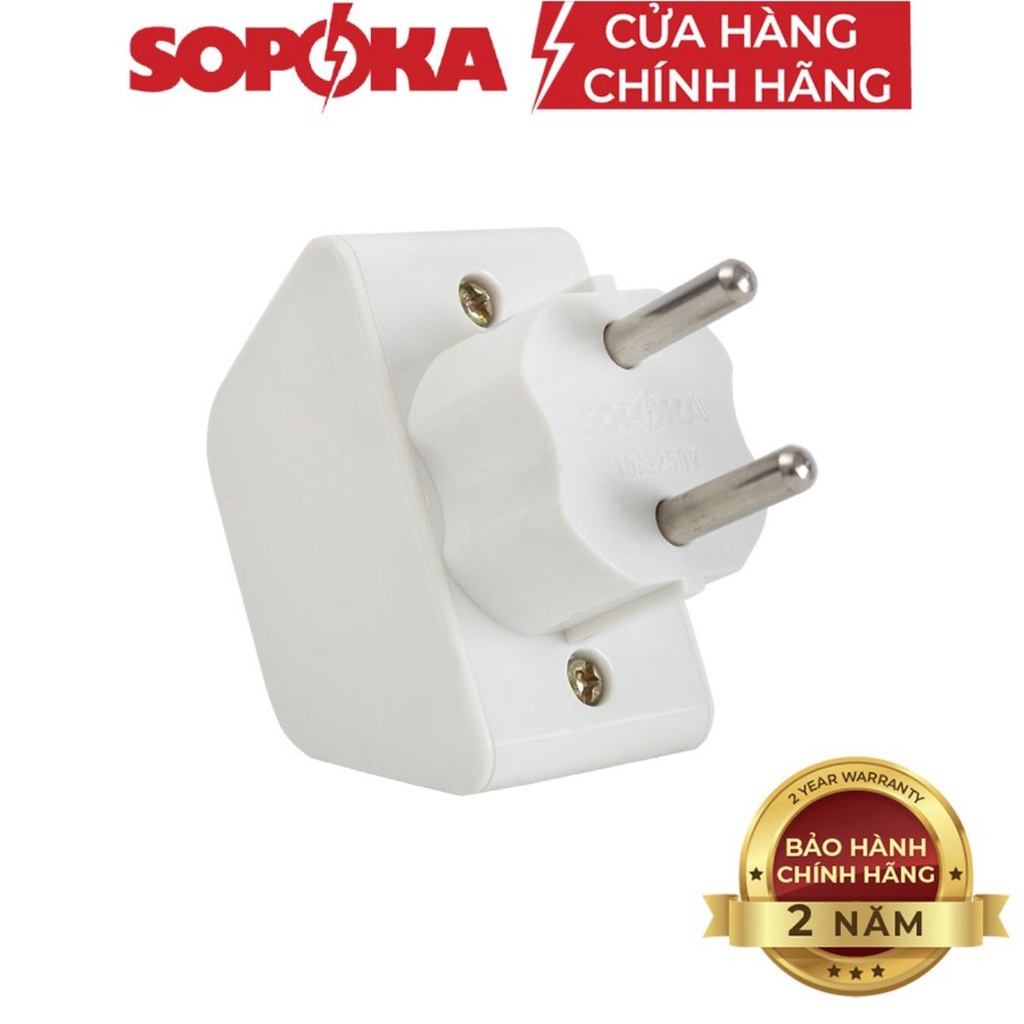 Đầu nối 1 ra 3 SOPOKA P11 cao cấp chính hãng, 10A-250V, chịu tải cao 2200W, ổ cắm 3 lỗ, phích cắm chia điện 1 ra 3 cổng