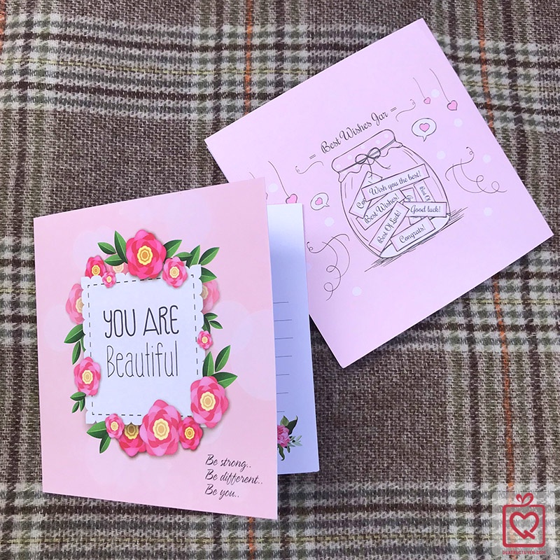 Thiệp vuông gấp You Are Beautiful, thiệp ghi lời chúc, tặng người thân các dịp chúc mừng