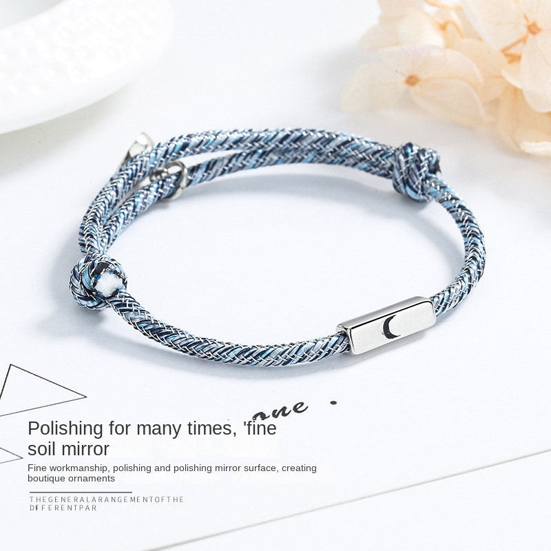 Vòng Đeo Tay Cặp Đôi Dệt Tay Mặt Trăng Mặt Trời Làm Quà Tặng Valentine