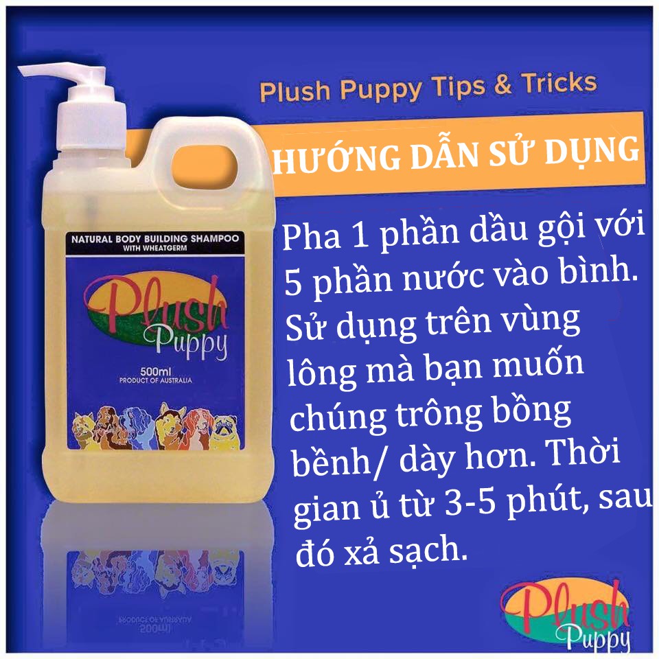 Dầu tắm tinh chất lúa mỳ Plush Puppy 1 Lít - Natural Body Building Shampoo with Wheatgerm