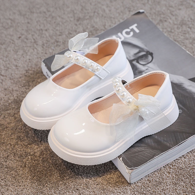 Giày Búp Bê Da Công Chúa Đính Hạt Giả Ngọc Trai Cho Bé Gái Size 26-36