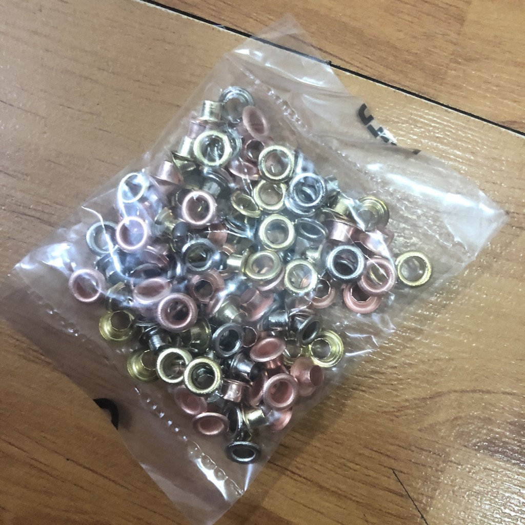 [GIÁ HỦY DIỆT] Khoen Ore Khoen Tròn 4li Bịch 100 Cái 3 màu Vàng Trắng Hồng Bấm Nịch Bấm Lỗ Khuy Mắt Cáo