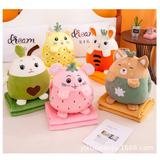 Gối kèm chăn hình thú văn phòng 3 trong 1 đa năng tiện lợi nhiều hình xinh xắn đáng yêu MiibooShi 2522222222