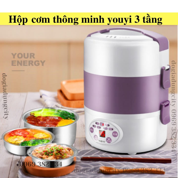 [CHÍNH HÃNG] Hộp Hâm Nóng Thức Ăn YOUYI Inox 304 - Dùng Cho Dân VP, Học Sinh, Người Đi Làm, Nấu Cơm