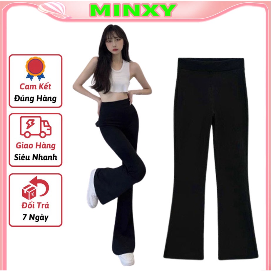 Quần tăm ống loe cạp cao hách dáng,quần sớ dày lên from quần đứng dáng,hack dáng,cá tinh ,năng động -Minxy shop