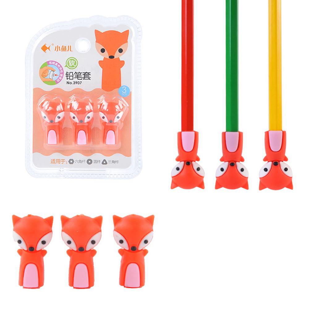 Set 3 Phụ Kiện Nối Dài Bút Chì Hình Gấu / Thỏ / Cà Rốt / Gấu Hoạt Hình Cho Học Sinh