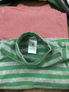 Bộ kẻ cotton len , cổ 3f