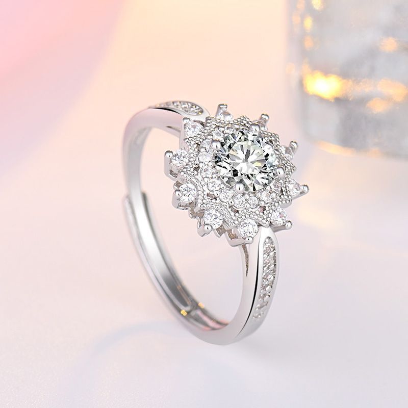 Nhẫn Hở Hình Bông Tuyết Đính Đá Thời Trang Cho Nữ