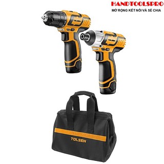 Bộ 2 máy khoan và vặn bulong pin tolsen 79028 12v