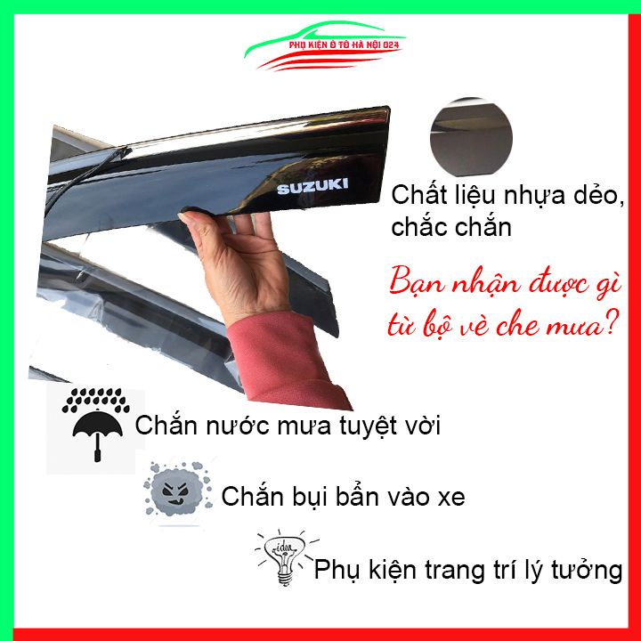 Vè che mưa cho xe ô tô Suzuki XL7, Ertiga 2019-2021 chỉ inox