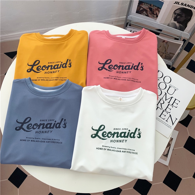 SUXI Áo Sweater Tay Dài Cổ Tròn Dáng Rộng In Chữ Thời Trang Mùa Thu Phong Cách Hàn Quốc Cho Nữ