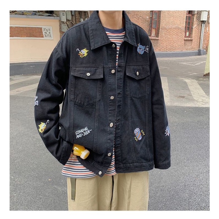 ÁO KHOÁC JEANS BÒ DENIM JACKET HÀN QUỐC THÊU 8 CHI TIẾT