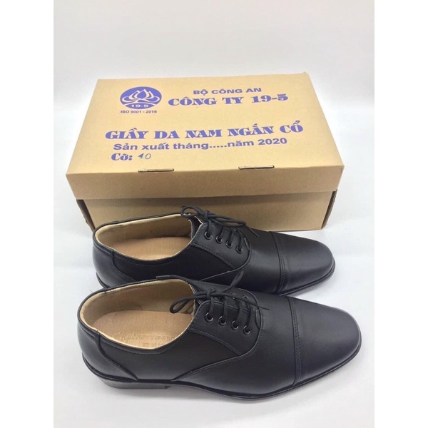 Giày tây nam thân đen đế đen có dây cột GN310 Gấu Nâu