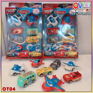 Hộp 8 Ô Tô Đồ Chơi Hoạt Hình MCQueen Máy Bay Có Cánh Cho Bé Trai 1-5 Tuổi Tự Do Chơi Đùa