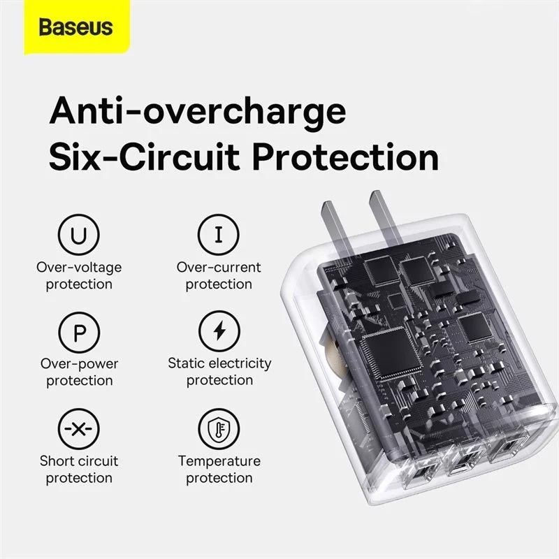 Cốc sạc nhanh 17W Baseus Compact Charger chân cắm CN 3 cổng USB sạc nhiều thiết bị cùng lúc