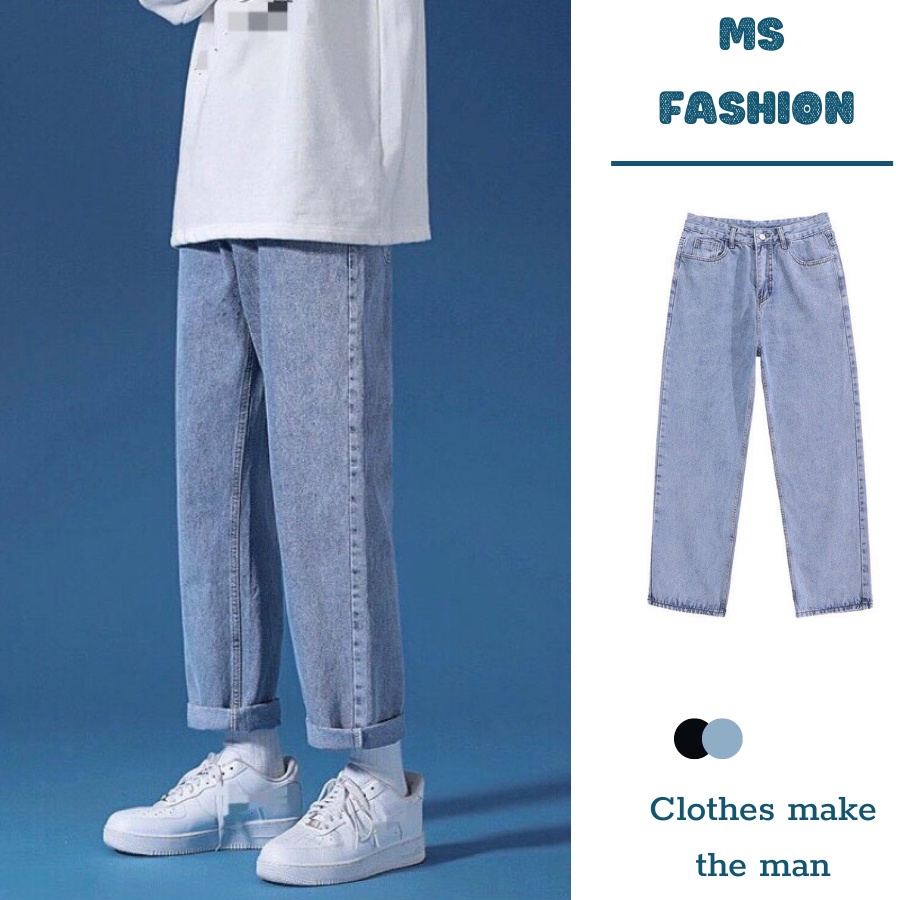 Quần jean Baggy , Quần ống rộng  dáng đứng Unisex phong cách  hàn quốc 2021 thời trang nam Menswear