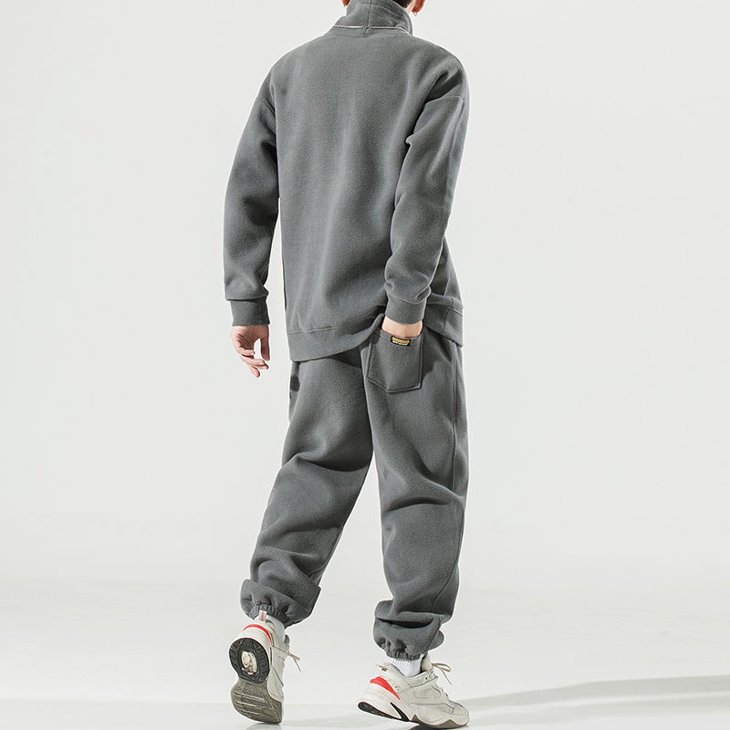 Bộ Đồ Thể Thao Lót Nhung Lông Cừu Giữ Ấm Phong Cách Hàn Quốc Mới Cho Nam