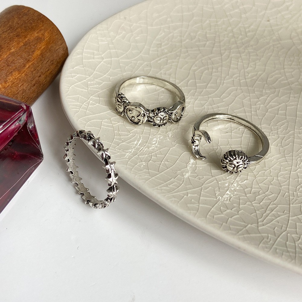 Set 3 nhẫn đeo tay phong cách bohemian cổ điển dành cho nữ